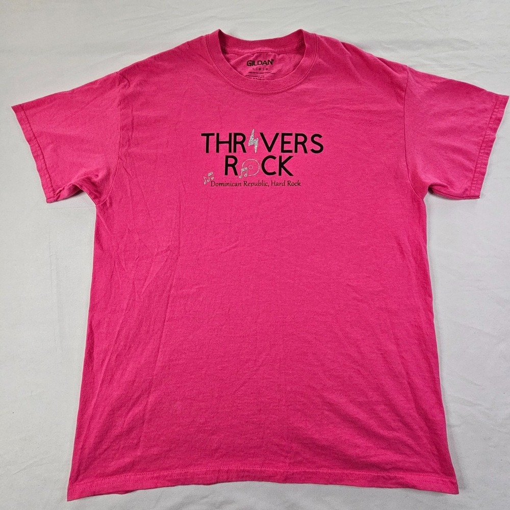 Thrivers Rock Hard Rock Dominican Republic Pink Short Sleeve T-Shirt Men's L